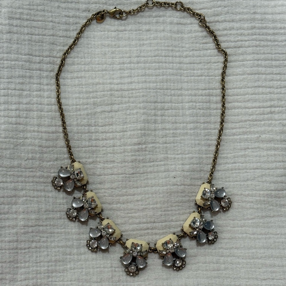 Jcrew Women’s Faux Gold, Cream And CZ Statement Necklace